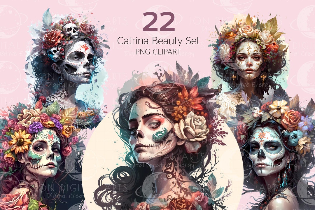 Beauty Catrina, Day of the Dead PNG Clipart Day of the Dead Art, Floral
