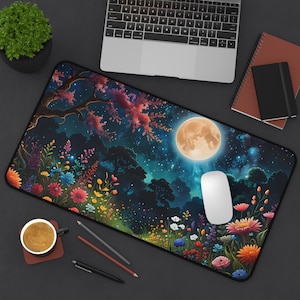 Enchanting Moonlight Forest Desk Mat/Fantasy Forest Mouse Pad/Magical Forest Mouse Pad/Anti-Slip/Gaming Mouse Pad
