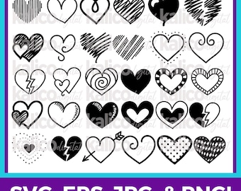 Handdrawn Hearts SVG Bundle, Hearts Bundle SVG, Hearts SVG, Cricut Hearts Files, Cricut Heart File, Canva and Cricut Compatible