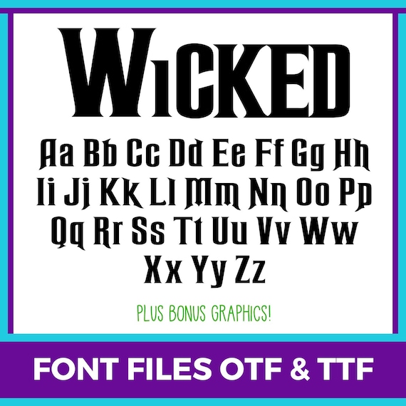 Wicked Witch Font OTF and TTF Files - Canva & Cricut Software Compatible plus Bonus svg and Graphics Included