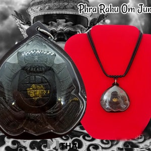 Rahu Coconut Shell Amulet Pendant: Thai Buddha Necklace