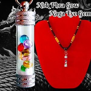 Hard to Find Thai Pendant Nok Phra Gow 9 Naga Eye Gem Natural Stone Crystal Will Help Attract Wealth Money Luck Life With Amulet Necklace zdjęcie 2