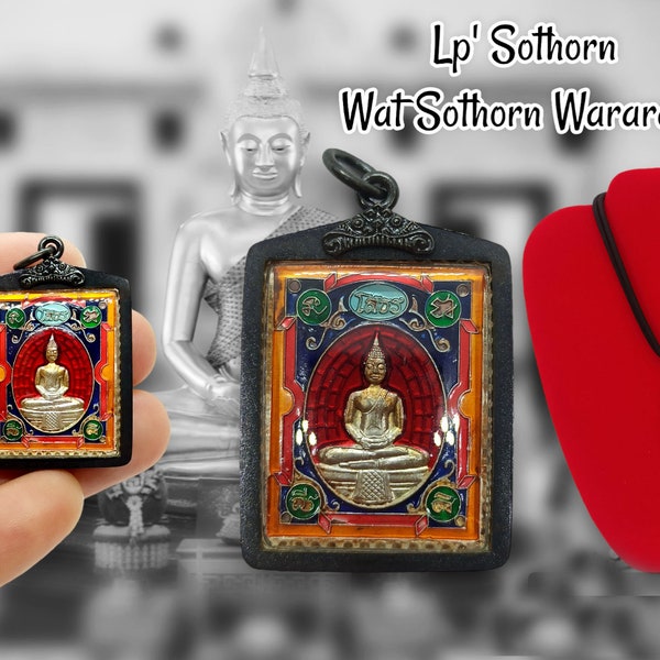 Gorgeous Antique Good Condition Lp' Phra Sothorn Wat Sothorn Wararam Temple Legend & Magical Monk Buddha Amulet Pendant From Thailand