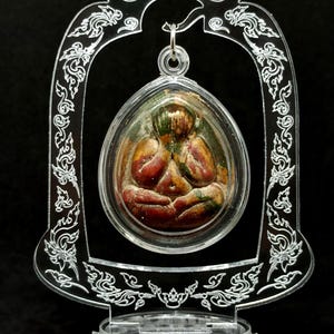 Amulette Thaïlandaise Talisman LP Tim Phra Pidta Bouddha Yeux Clos - Céramique
