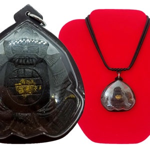 Rahu Om Moon Lp' Noy Wat Sresatong Hand Craft Coconut Shell Wealth Success Thai Buddha Amulet Pendant With Necklace image 9