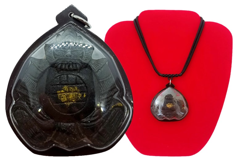 Rahu Om Moon Lp' Noy Wat Sresatong Hand Craft Coconut Shell Wealth Success Thai Buddha Amulet Pendant With Necklace image 9