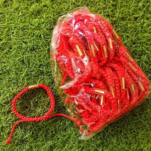 50 Pcs Red Sai-Sin Holy Thread Thai Bracelet Wristband Adjustable You Can Pull To Tighten or Loosen it With Takrut Powerful life Protection