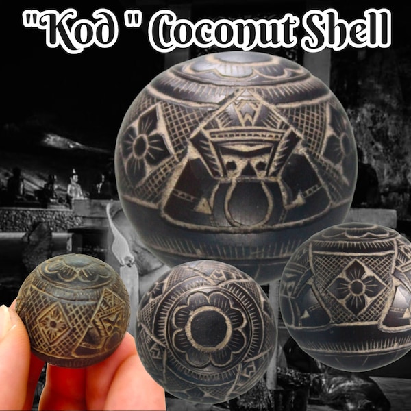 1 Pcs Phra Rahu Kot One-Eyed Coconut Shell Hand Craft Image of Rahu Om Chan Luang Pu Bun Wat Klang Bang Kaeo The Power of Protection