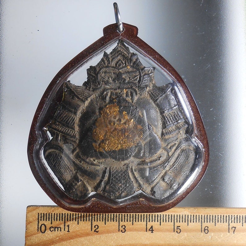 Rahu Om Moon Lp' Noy Wat Sresatong Hand Craft Coconut Shell Wealth Success Thai Buddha Amulet Pendant With Necklace image 7