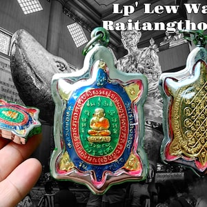 Legend famous monk LP&#39; Liew Magic Turtle Yantra Blessed Thai Lew Amulet Pendant Miracle Wat Raitangthong Temple From Thailand With Necklace