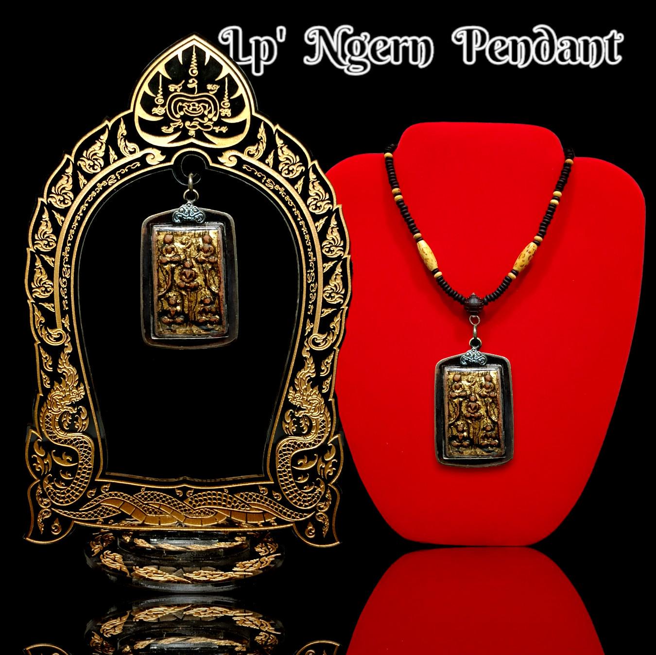 Thai Amulet Pendant Antique Be 2513 Lp' Ngern Wat Bangkran 5 Buddha Rich Wealthy and Success With Necklace From Thailand