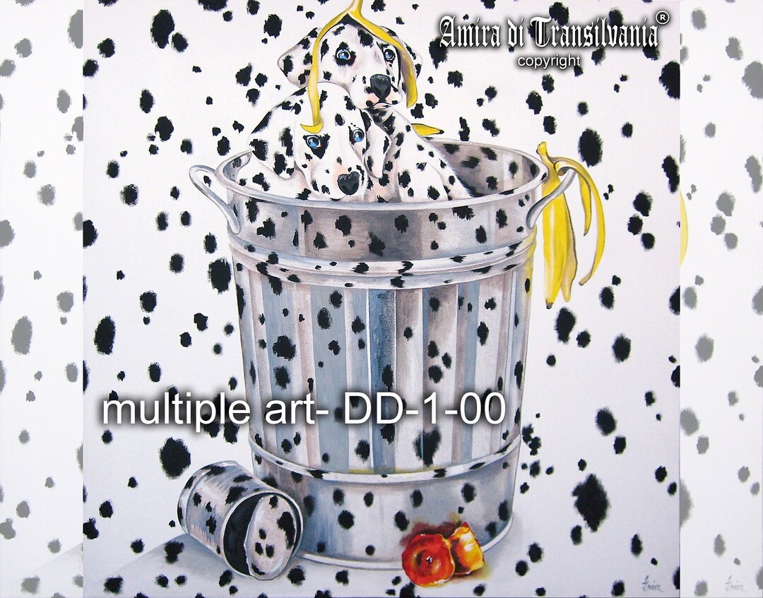 101 Dalmatians, Dog Painting Portrait, Puppy Banana Silhouette, Nursey
