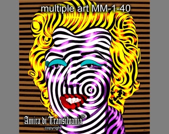 Marilyn Monroe Painting Pop Art, Celebrity Portrait Celebration Op Art, Pop Artist Hollywood Studios, Lipstick Kiss Art