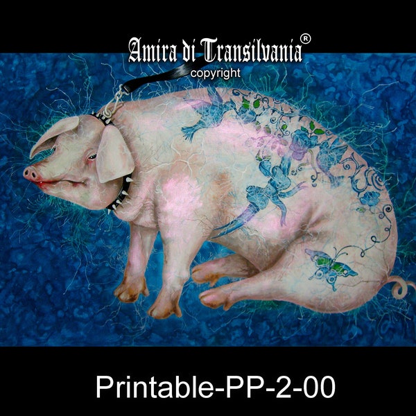 Animal Tattoo, Pig Portrait Farming, Piglet Piggy Contemporary Paintings, Pig Tattoo Ideas, Wall Art Home Decoration