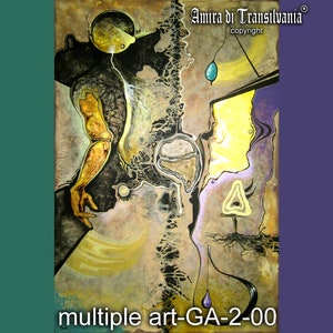 Green Alien Art: Psychedelic Abstract Painting, Limited Edition Print