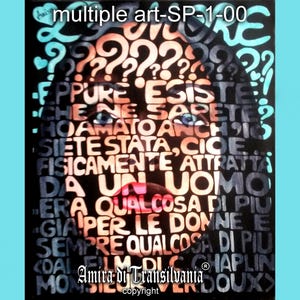 Artista Pintura de autorretrato, Artista Amira Pintora de arte contemporáneo, Ilusión óptica de cartas de amor, Obra de arte futurista
