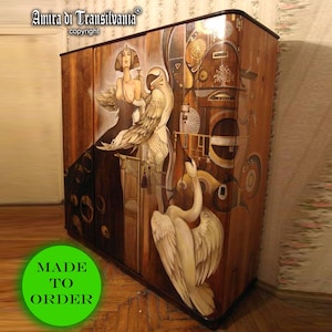 Custom Art Armoire: Antique-Style Wardrobe with Drawers