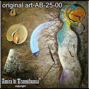 Artificial Intelligence Alien Space, Abstract Art Psychedelic Original Painting, Psychedelia Abstract Artist, Ufo Xeno
