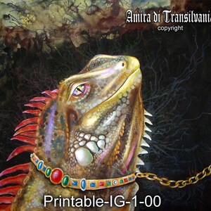 Iguana Painting: Reptile Portrait, Exotic Animal Art