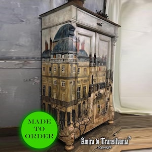 Custom Antique Armoire: Hand-Painted Wardrobe, Italian Design