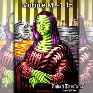 Gioconda Painting Pop Art Portraiture, Monalisa by Leonardo da Vinci in Louvre Museum, Amira Contemporary Artist
