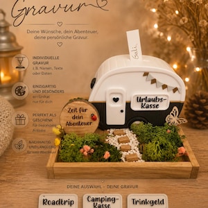 Camping Geldgeschenk Spardose | Camper 3D Druck | Urlaubskasse | Campingkasse | Geschenk für Camper | Roadtrip Geschenk | Wunschgravur