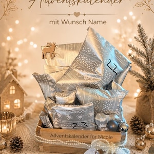 Personalisierter Adventskalender mit Namen | 24 handgemachte Überraschungen | Geschenkbox aus Holz | DIY & Deko Adventskalender Großer Kalender