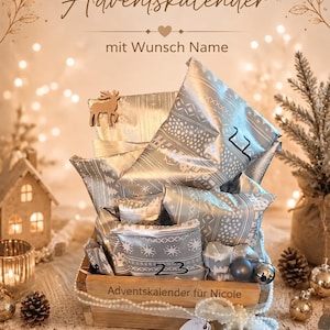 Personalisierter Adventskalender mit Namen | 24 handgemachte Überraschungen | Geschenkbox aus Holz | DIY & Deko Adventskalender bild 1