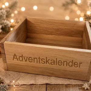 Personalisierter Adventskalender mit Namen | 24 handgemachte Überraschungen | Geschenkbox aus Holz | DIY & Deko Adventskalender Nur Holzbox&Gravur