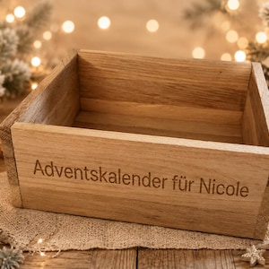 Personalisierter Adventskalender mit Namen | 24 handgemachte Überraschungen | Geschenkbox aus Holz | DIY & Deko Adventskalender bild 6