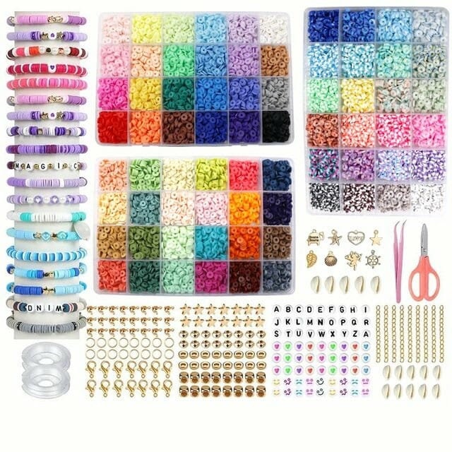 Kit de perles plates Heishi en argile, 2933 pièces, pour Bracelets et  colliers faits à la main