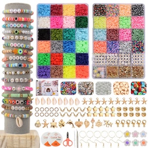 Clay Beads and Charms Bracelet Making Kit by Box-O-Beads 6000 pcs Polymer  Clay Heishi Beads and Pendant Charms for Jewelry Making Bracelet Making Kit  for Kids Teens 24 Earth Tone Colors 6mm