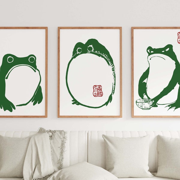 Japanese Frog Matsumoto Hoji Toad Set of 3