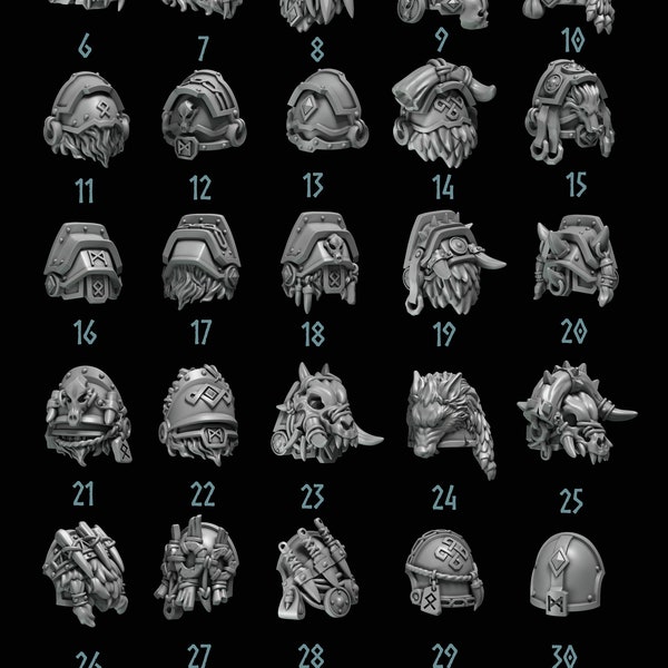 Primal Hounds - Wolf Shoulder Pad Upgrade Bits - 30 Pack - Grey Tide Studios