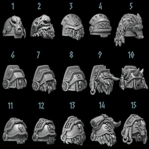 Primal Hounds - Big Wolf Shoulder Pad Upgrade Bits - 15 Pack - Grey Tide Studios