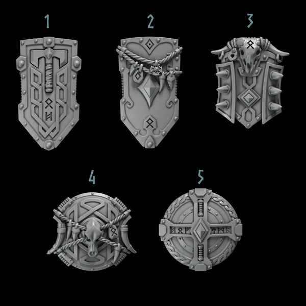 Primal Hounds - Wolf Shield Upgrade Bits - 5 Pack - Grey Tide Studios