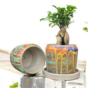 Flower planter | Concrete Plant Pot | Succulent Plant Pot | Minimalist Planter | Indoor Planter | Drainage Hole | Medium size Planter | Gift