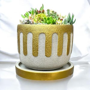 Beton Blumentopf mit Untersetzer | Zementtopf mit Drainage | Moderne Pflanztopf | Indoor Outdoor Minimalist Blumen Behälter | Unikat Blumentopf