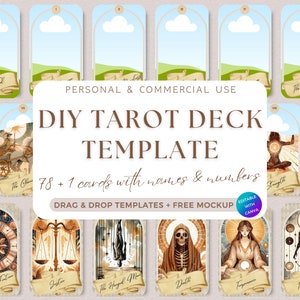 PLR Tarot Deck Vorlage Bearbeitbare DIY Tarotkarte Machen Sie Ihr eigenes Tarot Deck 78 Karte Benutzerdefinierte Deck Tarot Design Personalisierte druckbare Orakel Deck