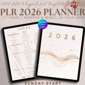 PLR 2026 Planner Editable DFY Digital Planner 2026 Commercial Use Dated Planner Template Yearly Journal Done For You Digital Product Resell