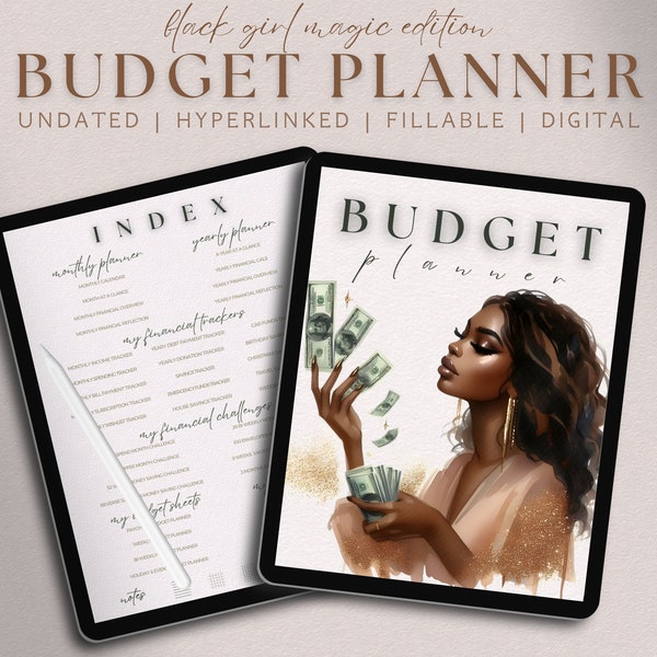 Budget Planner Digital, Black Girl Budgeting Journal, Undated Digital Finance Tracker, Digital Money Challenge, Paycheck Financial Planning