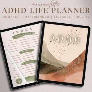 ADHD Planner Adult, Digital ADHD Workbook Undated Hyperlinked, ADHD Worksheet, Neurodivergent Adhd Daily Journal, Adhd Productivity Tracker