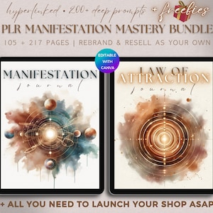 PLR Journal Bundle Manifestation Mastery, PLR Manifest Journal Digital, PLR Law Of Attraction Journal Digital, Abundance Mindset Journal with Resell Rights, Undated Hyperlinked Manifesting Planner Template, Guided LOA Manifestation, Manifesting Guide