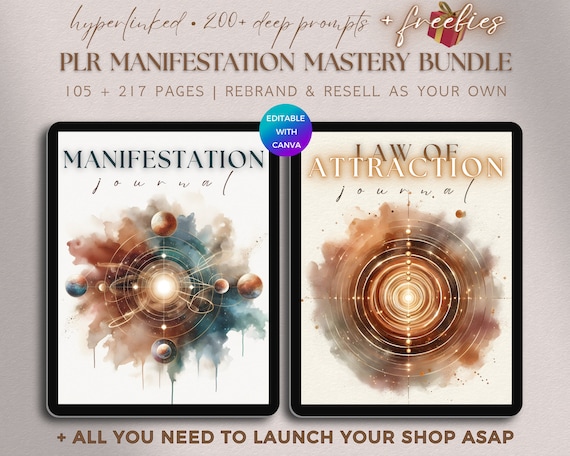 PLR Manifesting Mastery Journal Bundle, DFY Manifestation Planner, Law Of Attraction Journal Template, Done For You Digital Product Resell