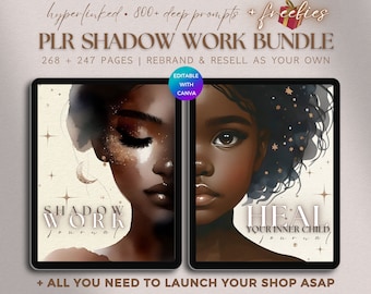PLR Shadow Work Journal Bundle, DFY Inner Child Healing Workbook, Mental Health Journaling Prompts Self Therapy PLR Digital Planner Template