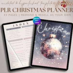 PLR Christmas Planner Digital, Done For You Editable Planner Commercial Use Undated Xmas Holiday Planner DFY Digital Planner Resell Template