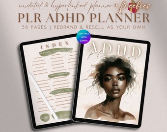 PLR ADHD Planner Template, Editable Neurodivergent Workbook Commercial Use, DFY Adhd Worksheet, Done For You Digital Product Resell Rights
