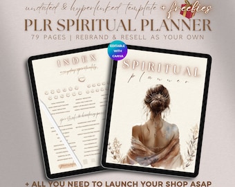 PLR Spirituality Planner Digital, Editable Spiritual Practice Tracker & Worksheet PLR Spiritual Journal DFY Template Resell Commercial Use