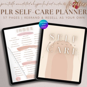 PLR Self-Care Planner Printable Editable Journal Commercial Use, Done For You Digital Product DFY Wellness Planner Template Resell Rights