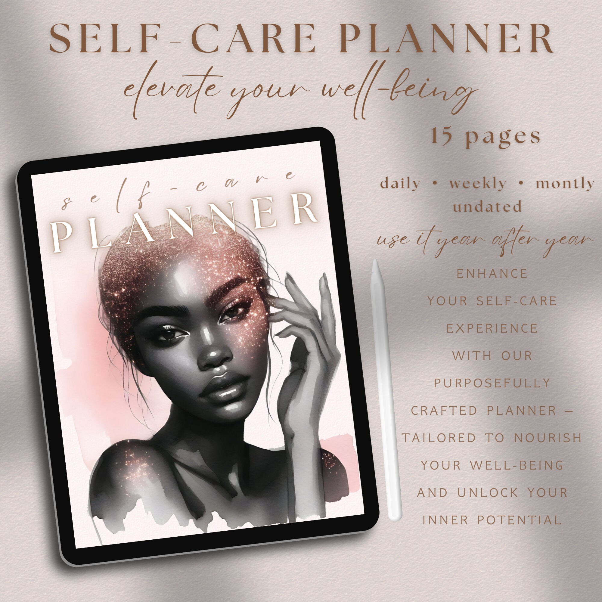 Self-care Planner Digital Black Girl Self Care Journal Hyperlinked ...